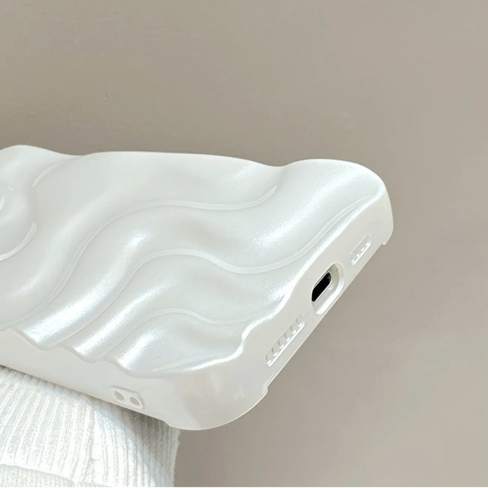 iPhone Case Pearl White Three Dimensional Wave Pattern - Picture 7 of 7